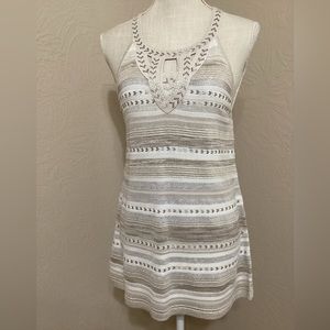 WHBM Size L Metallic Embellished Sweater Tank Top | EUC